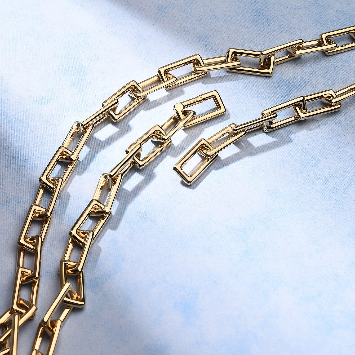 9K Yellow Gold 7.5 MM Paperclip Chain With Open Link Clasp 20 Inch Polished 7960307 1