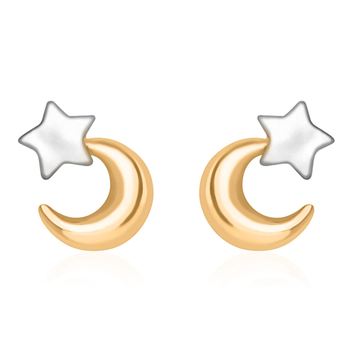 Hatton Garden Closeout Deal - 9K Yellow &amp; White Gold Moon and Star Earring with Push Back 8194877 0