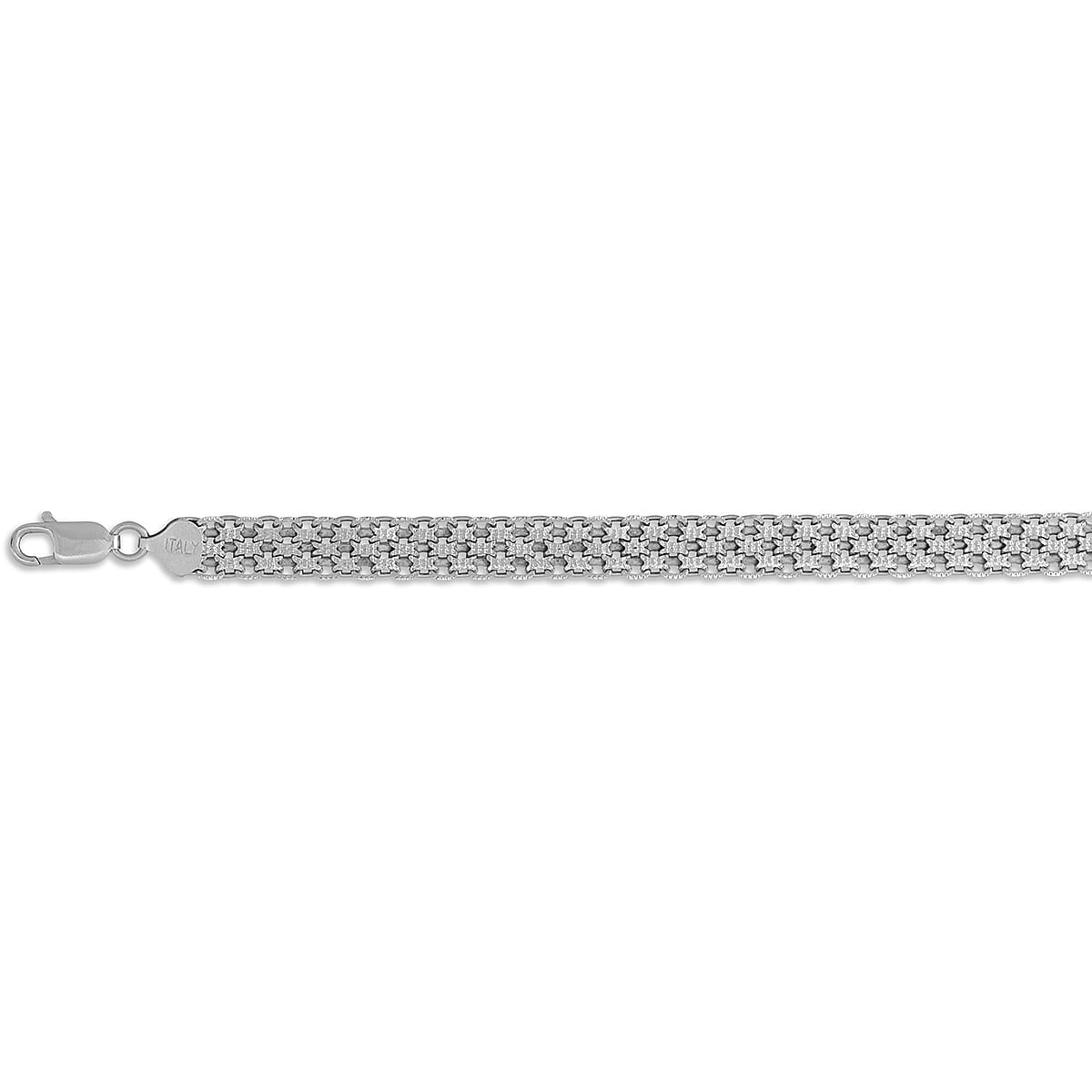 Hatton Garden Closeout - Rhodium Overlay Sterling Silver Bismark Bracelet (Size - 7.5) 7695201 0