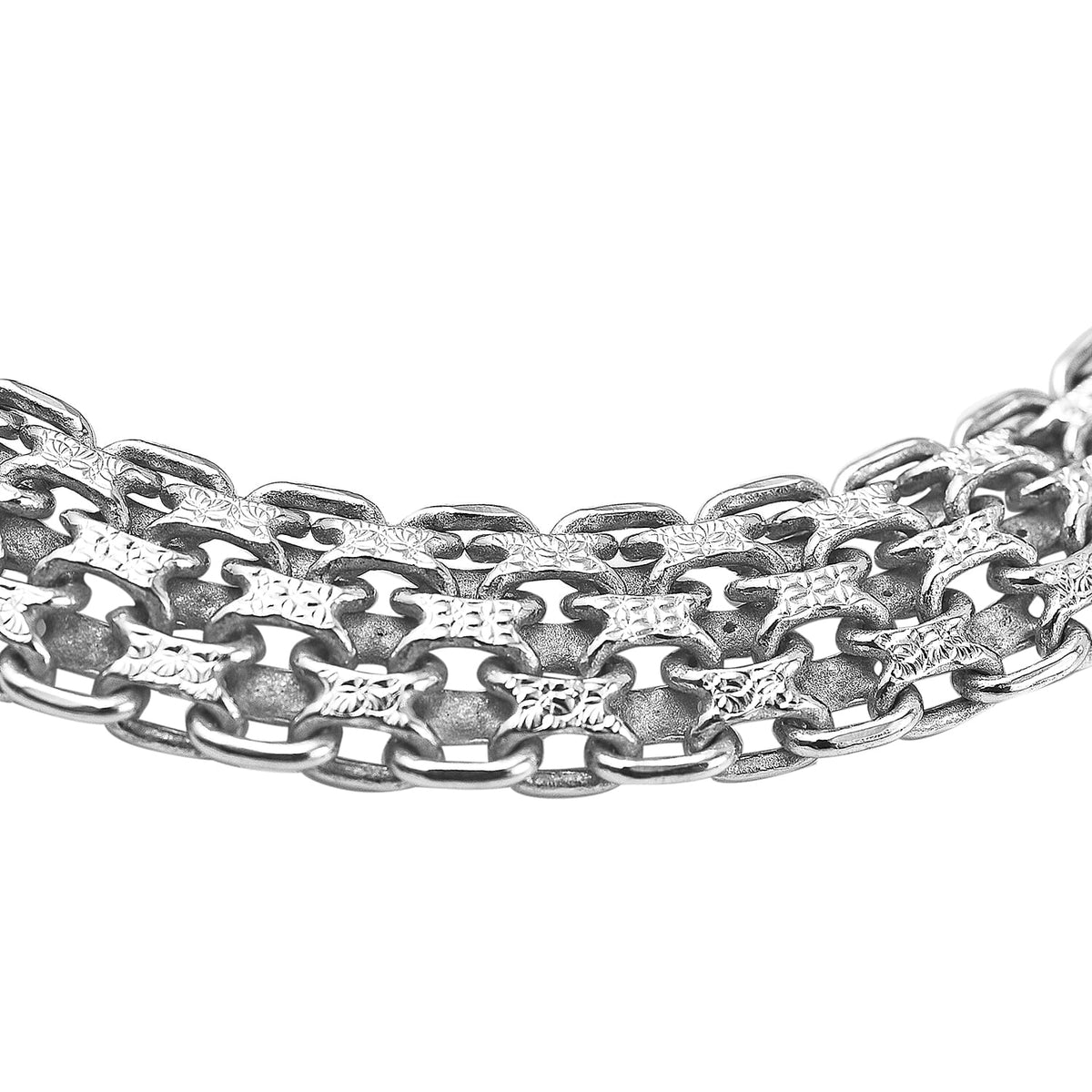 Hatton Garden Closeout - Rhodium Overlay Sterling Silver Bismark Bracelet (Size - 7.5) 7695201 2