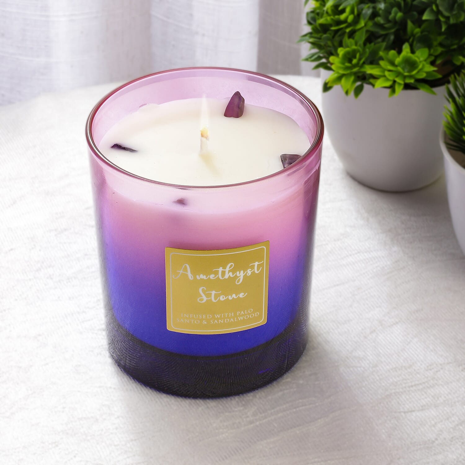 Healing Stone Scented Candle in Glass Jar (200gm) - Purple 7278491 1