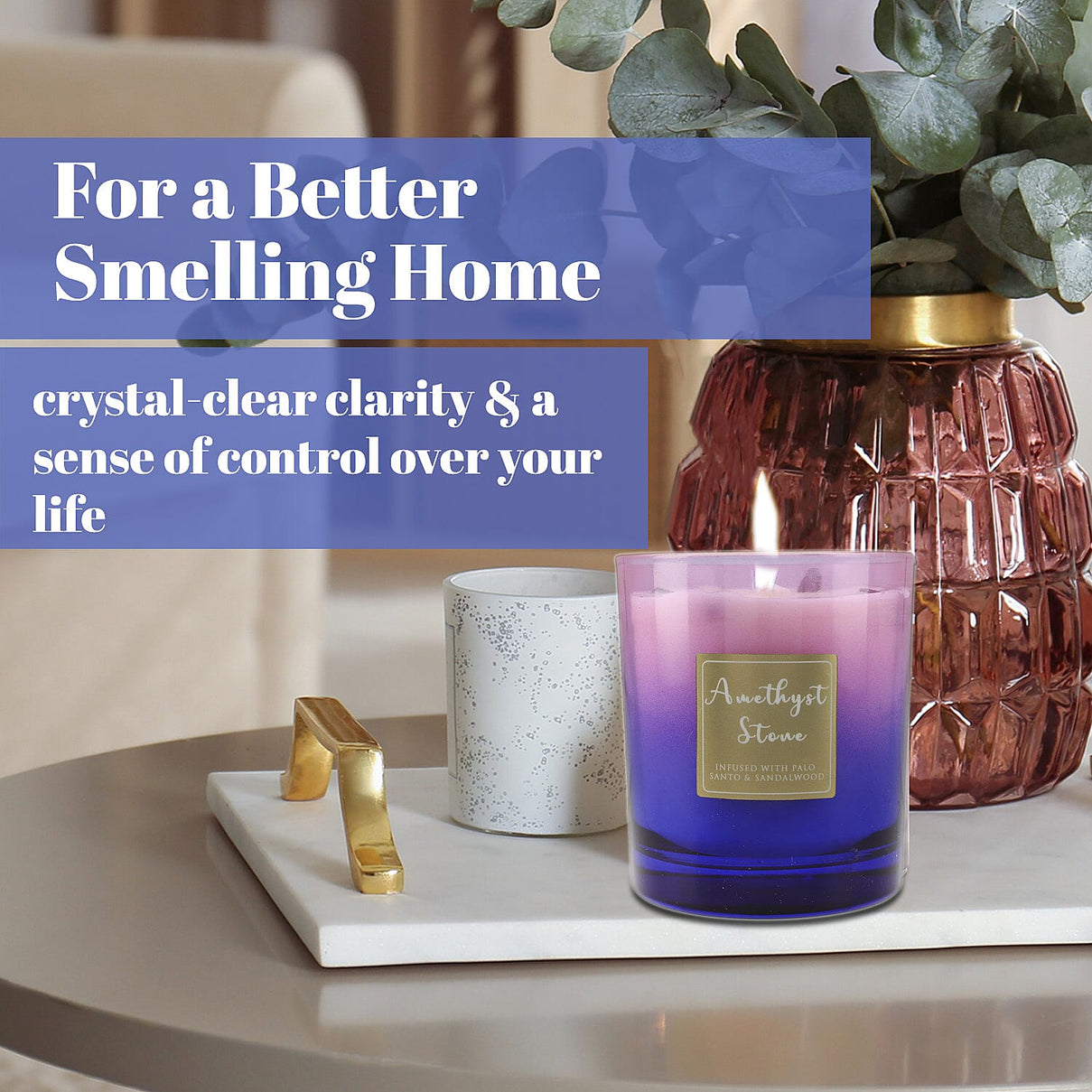 Healing Stone Scented Candle in Glass Jar (200gm) - Purple 7278491 3