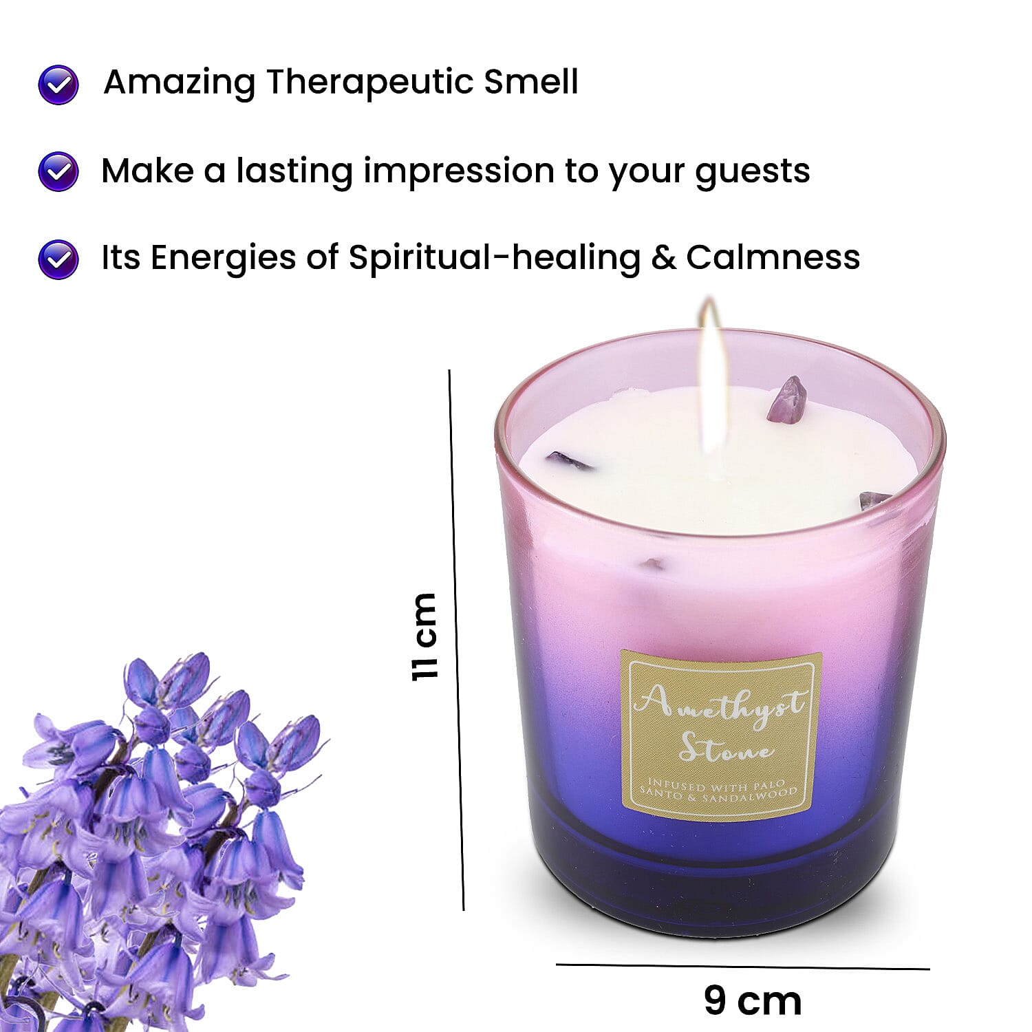 Healing Stone Scented Candle in Glass Jar (200gm) - Purple 7278491 5