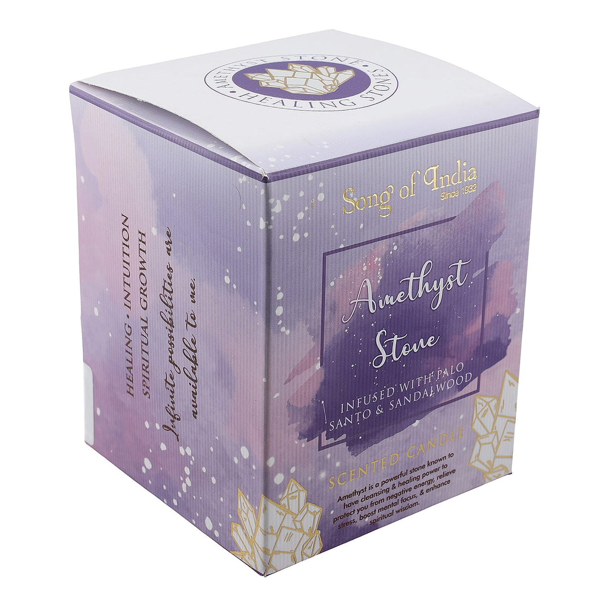 Healing Stone Scented Candle in Glass Jar (200gm) - Purple 7278491 7