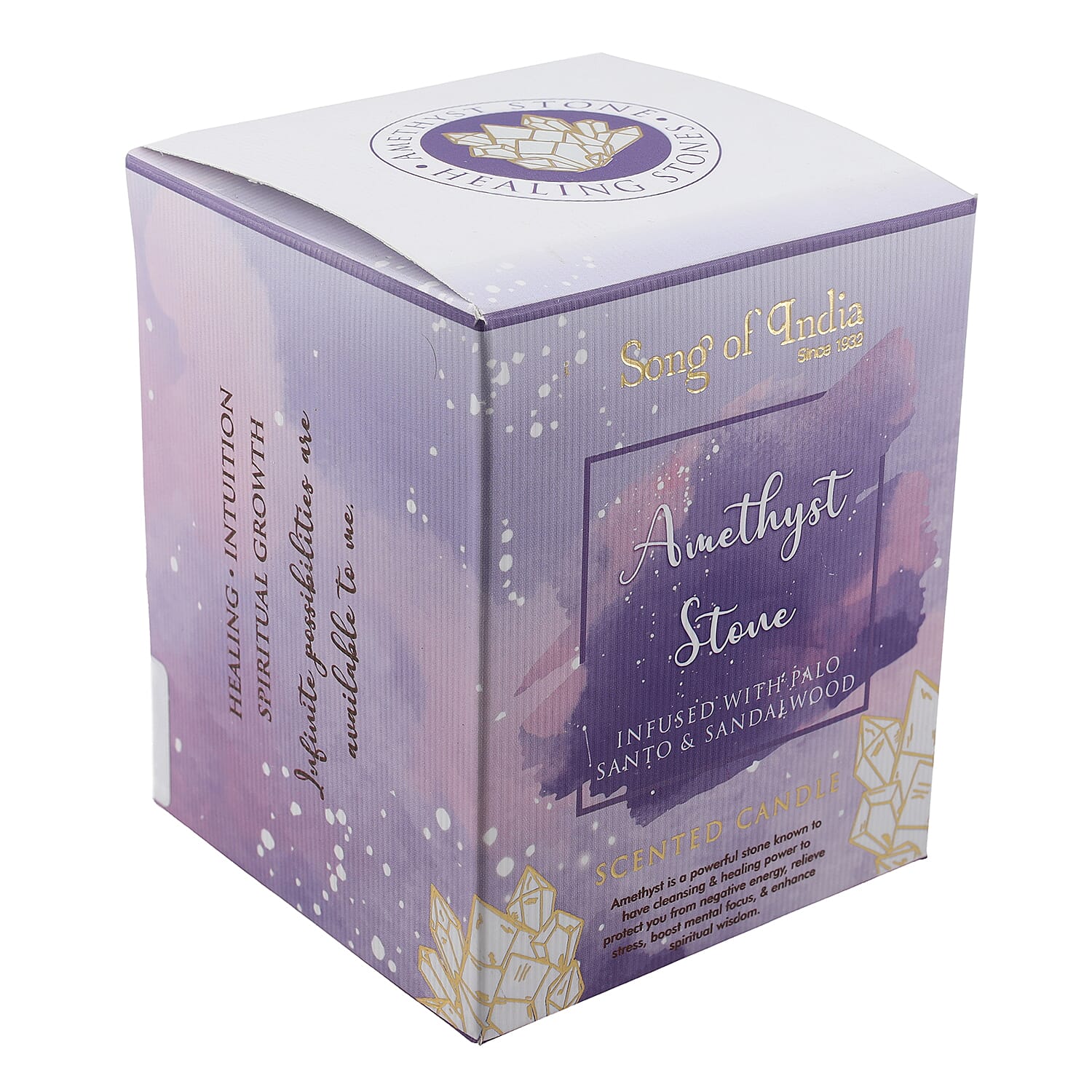 Healing Stone Scented Candle in Glass Jar (200gm) - Purple 7278491 7