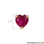 African Ruby (FF) Heart Stud Earrings with Push Back in 18K Yellow Gold Plated Sterling Silver 2.10 Ct.