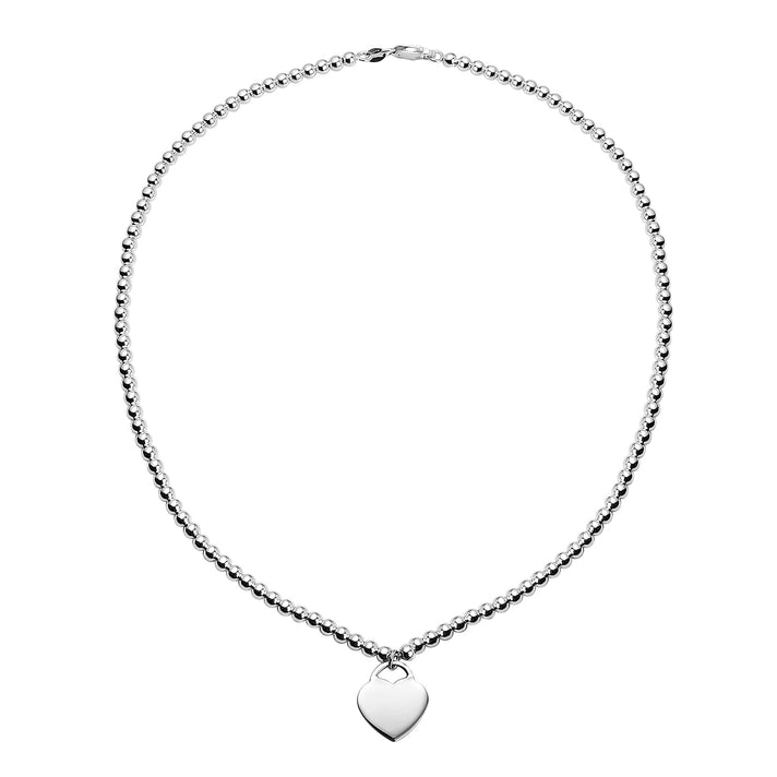 Sterling Silver 17mm x 19mm Heart Bead Chain Necklace 18 Inch 7317663 1