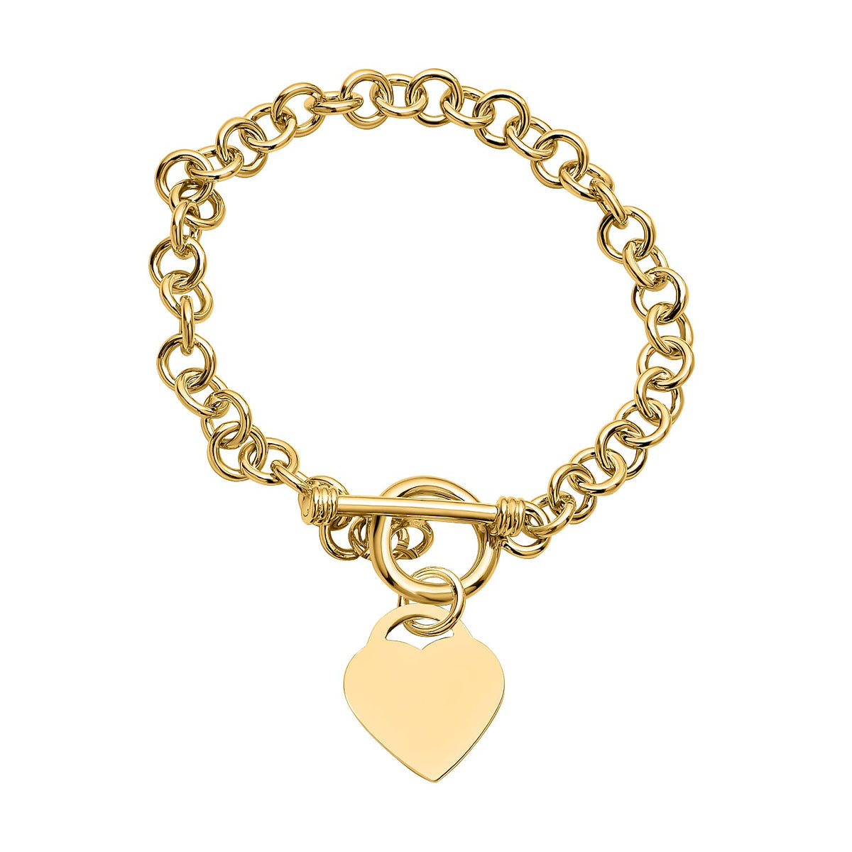 Designer Inspired- Heart Bracelet (Size - 7.5) with T-Bar Lock in Yellow Gold Tone 8899241 0