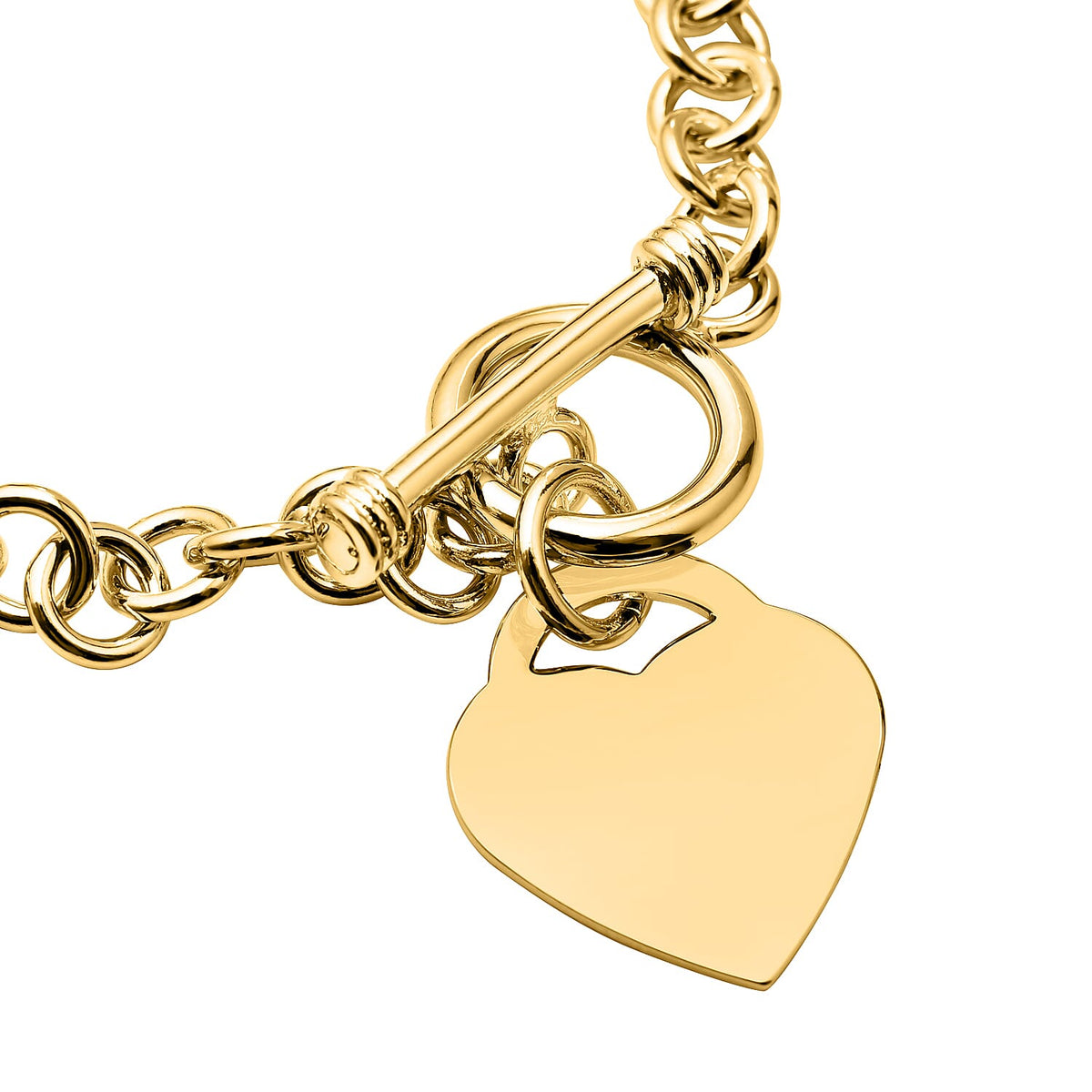 Designer Inspired- Heart Bracelet (Size - 7.5) with T-Bar Lock in Yellow Gold Tone 8899241 2