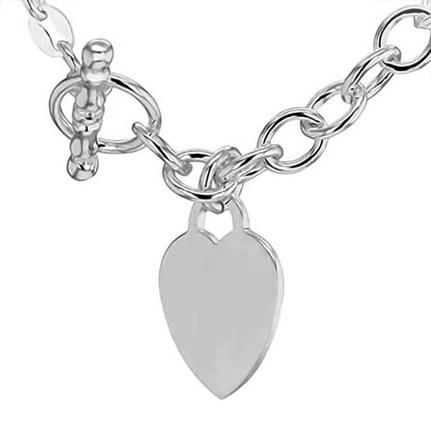 Sterling Silver 15.7mm x 20.4mm Heart Charm Belcher Chain T Bar Necklace 16 Inch 7316481 0