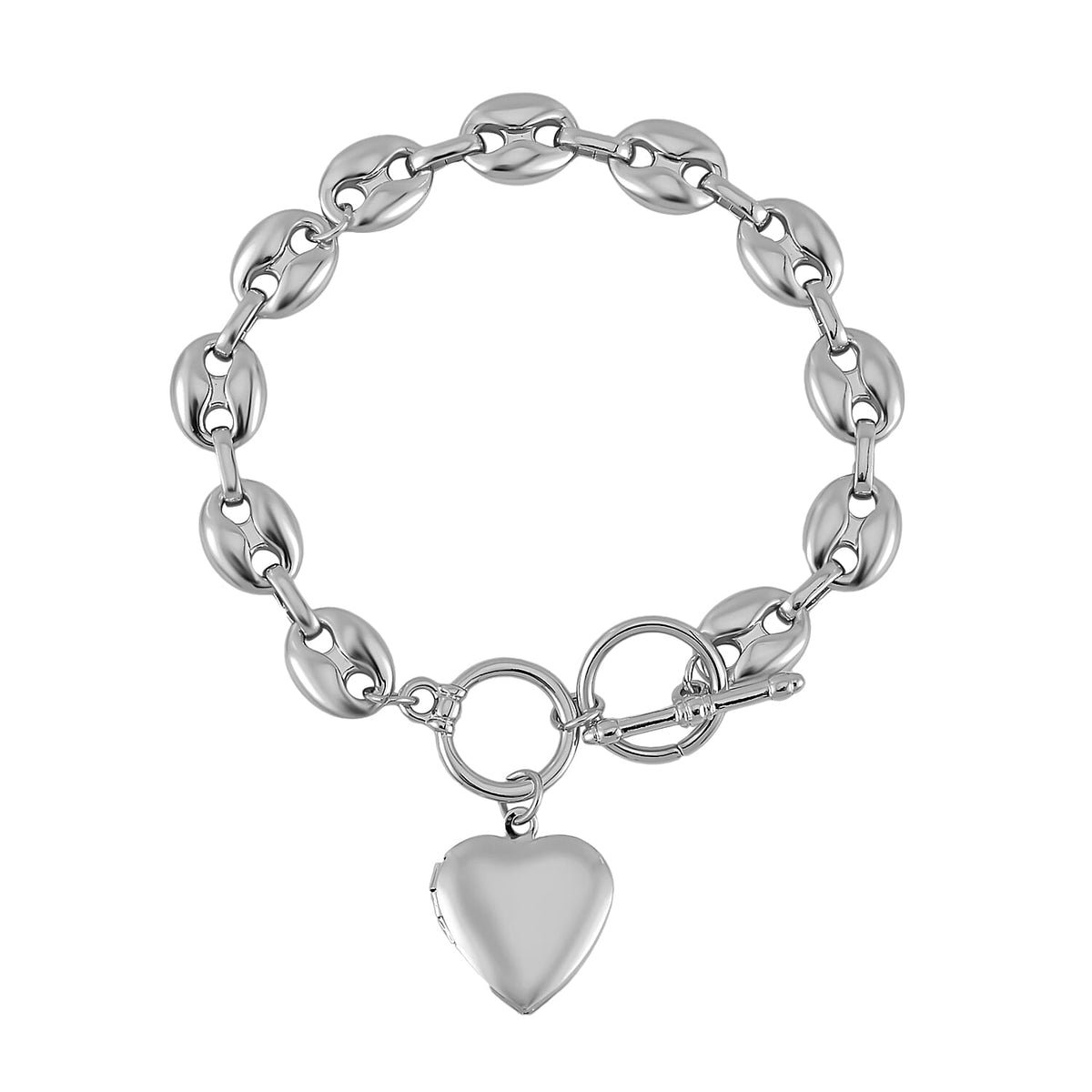 Designer Inspired - Launch Offer - Heart Charm Mariner Bracelet (Size - 7.5) with T-Bar Clasp V32755152 0