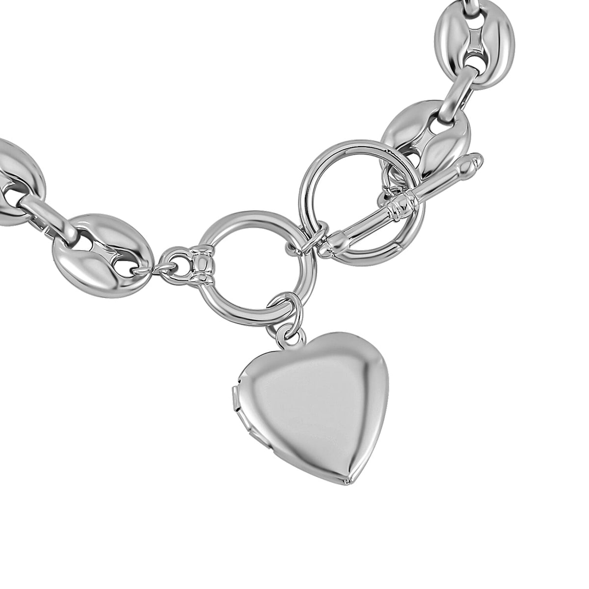 Designer Inspired - Launch Offer - Heart Charm Mariner Bracelet (Size - 7.5) with T-Bar Clasp V32755152 3