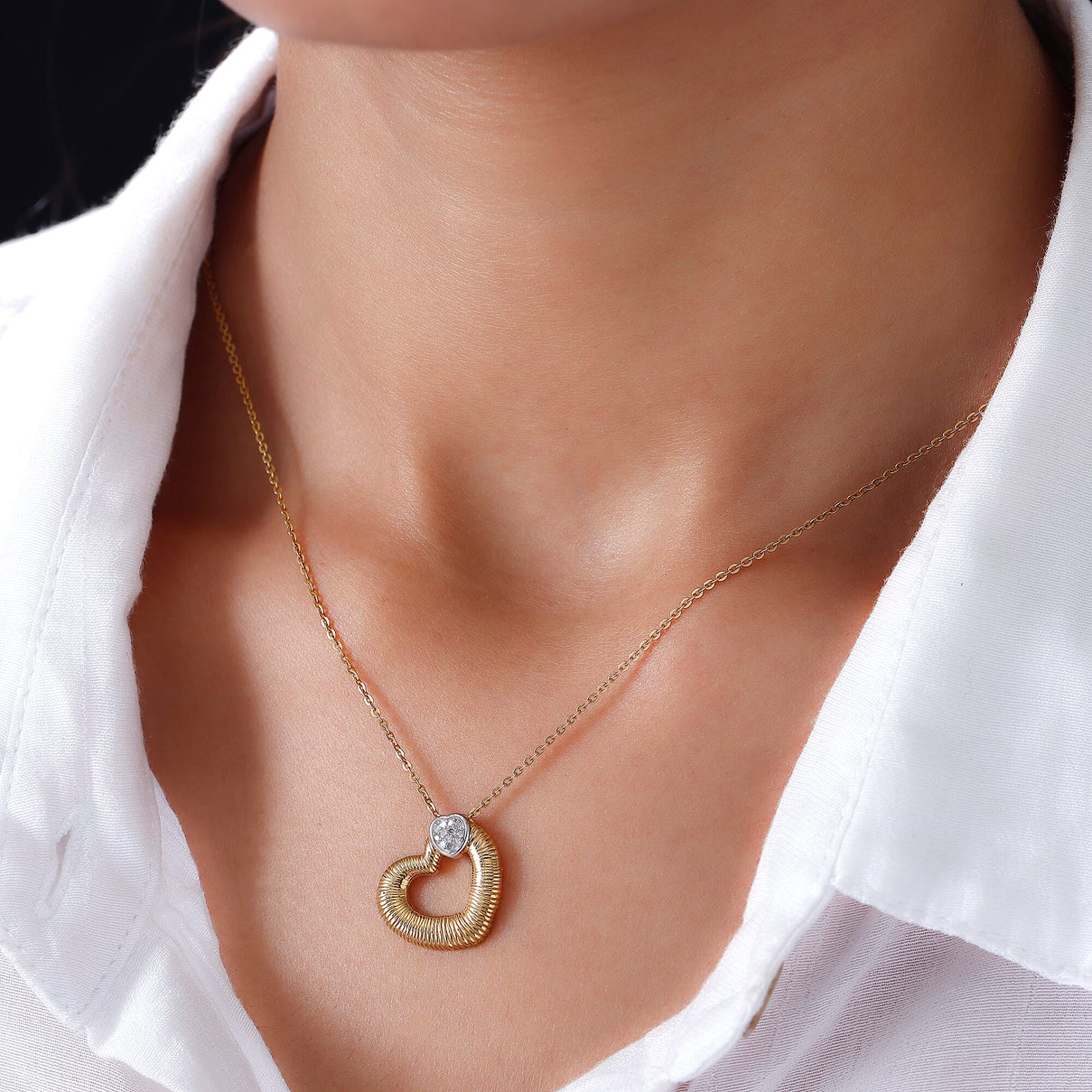 Heart Diamond Pendant in Yellow Gold Plated Sterling Silver 8731819 2