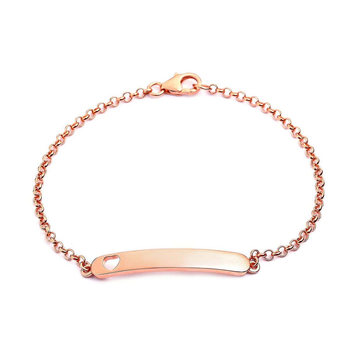 Heart ID Tag Bracelet in Rose Gold Plated Sterling Silver 3708566 0