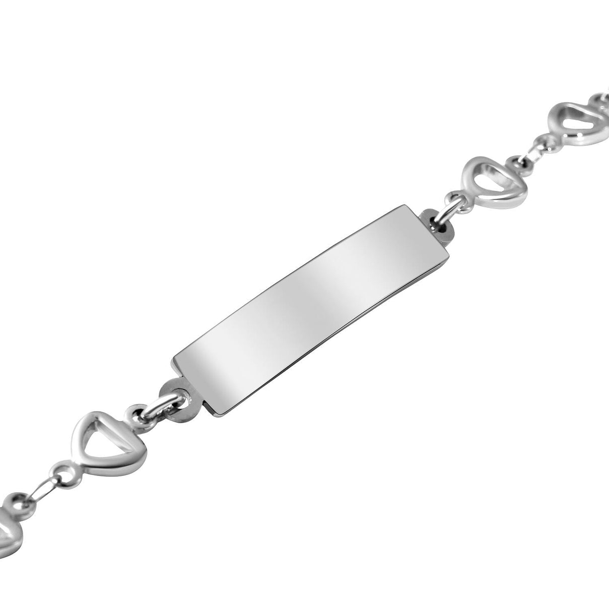 Heart Link Bracelet (Size - 7.5) in Stainless Steel 3723570 4
