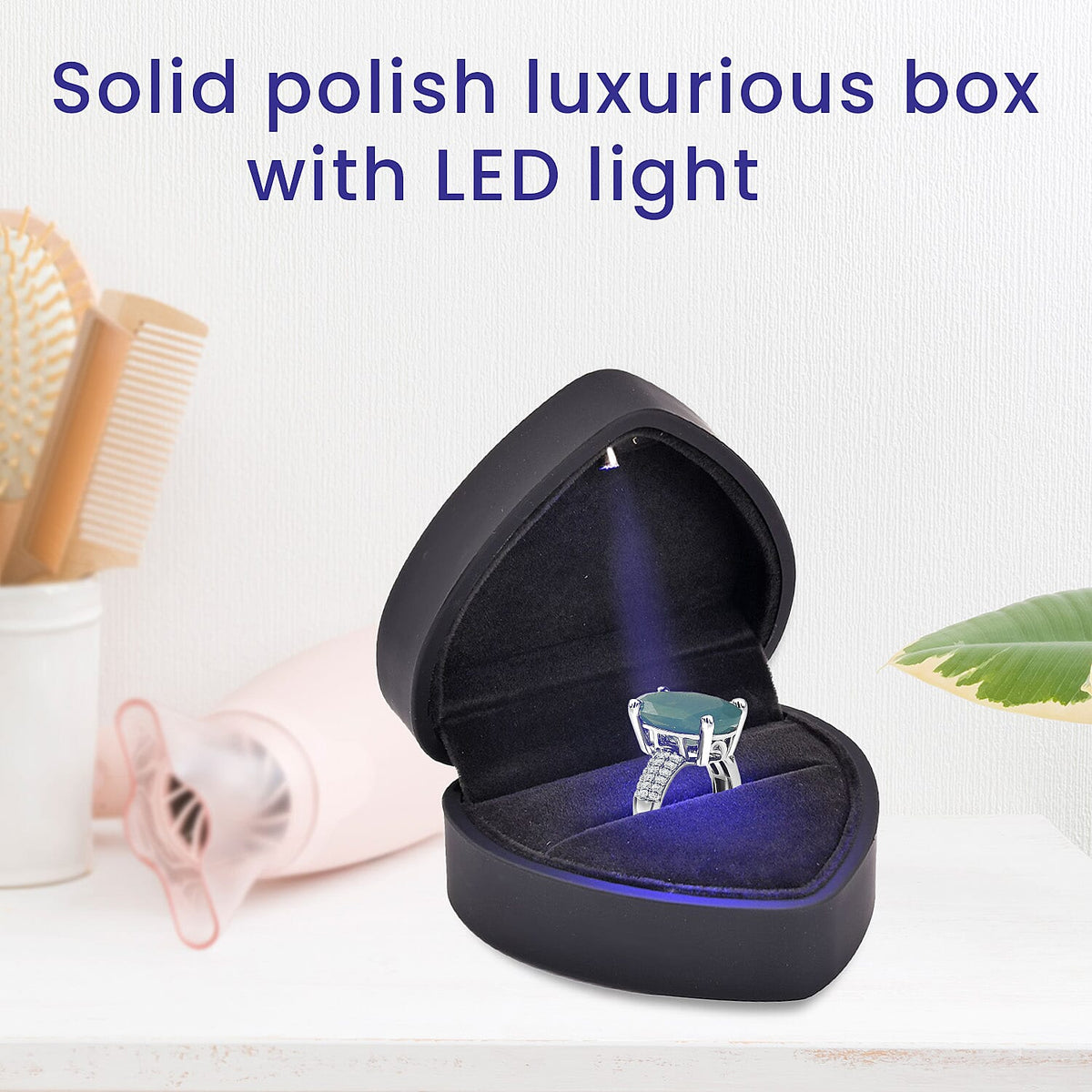 Heart Shaped Design Luxurious Necklace Box with LED Light &amp; Velvet Lining (Size 7x6x4 cm) - Black 7387425 1