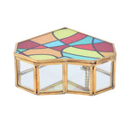 Heart Shaped Geometric Pattern Jewellery Box (Size 12x12x5 Cm) - Yellow, Red - Blue