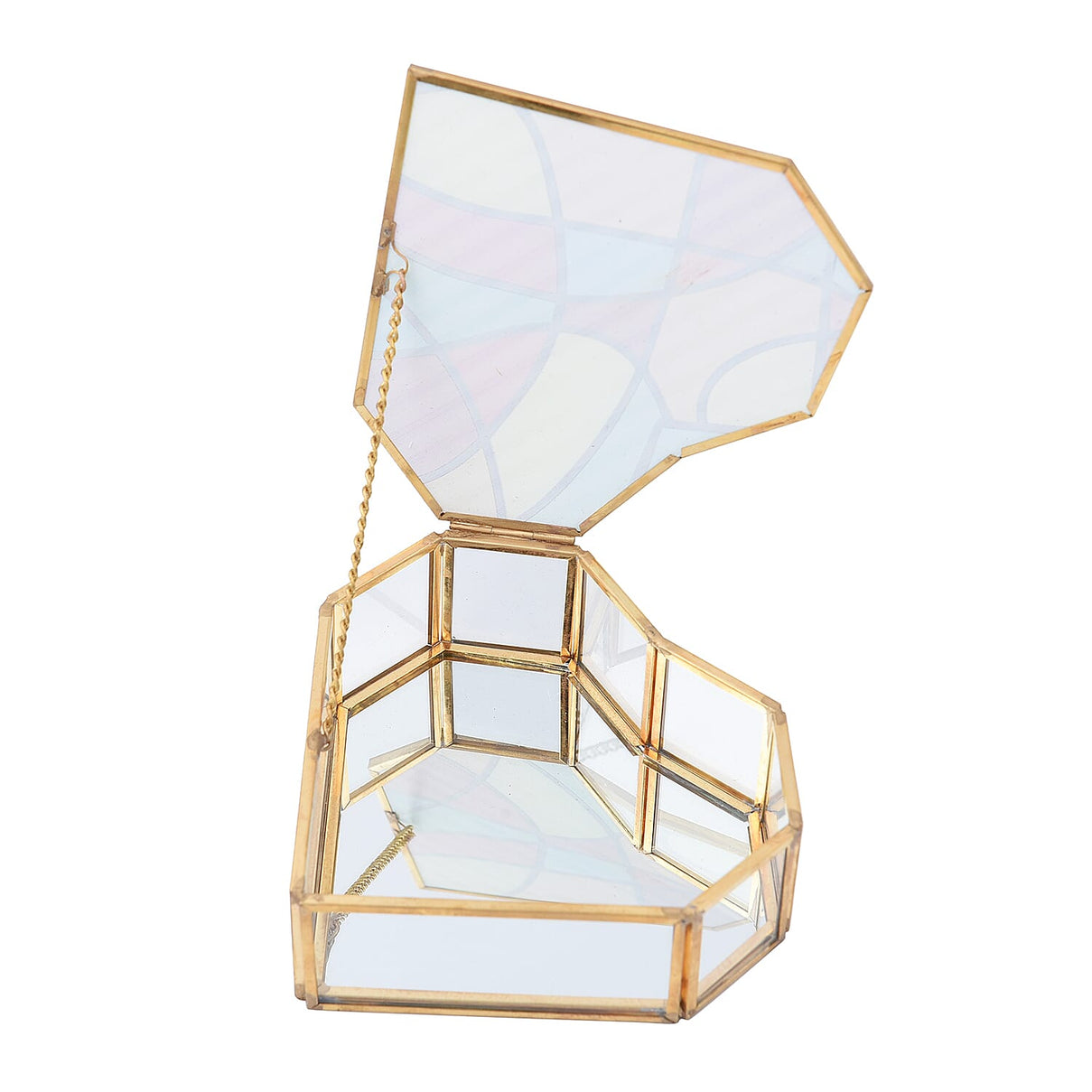 Heart Shaped Geometric Pattern Jewellery Box - Yellow, Red and Blue 3877240 6