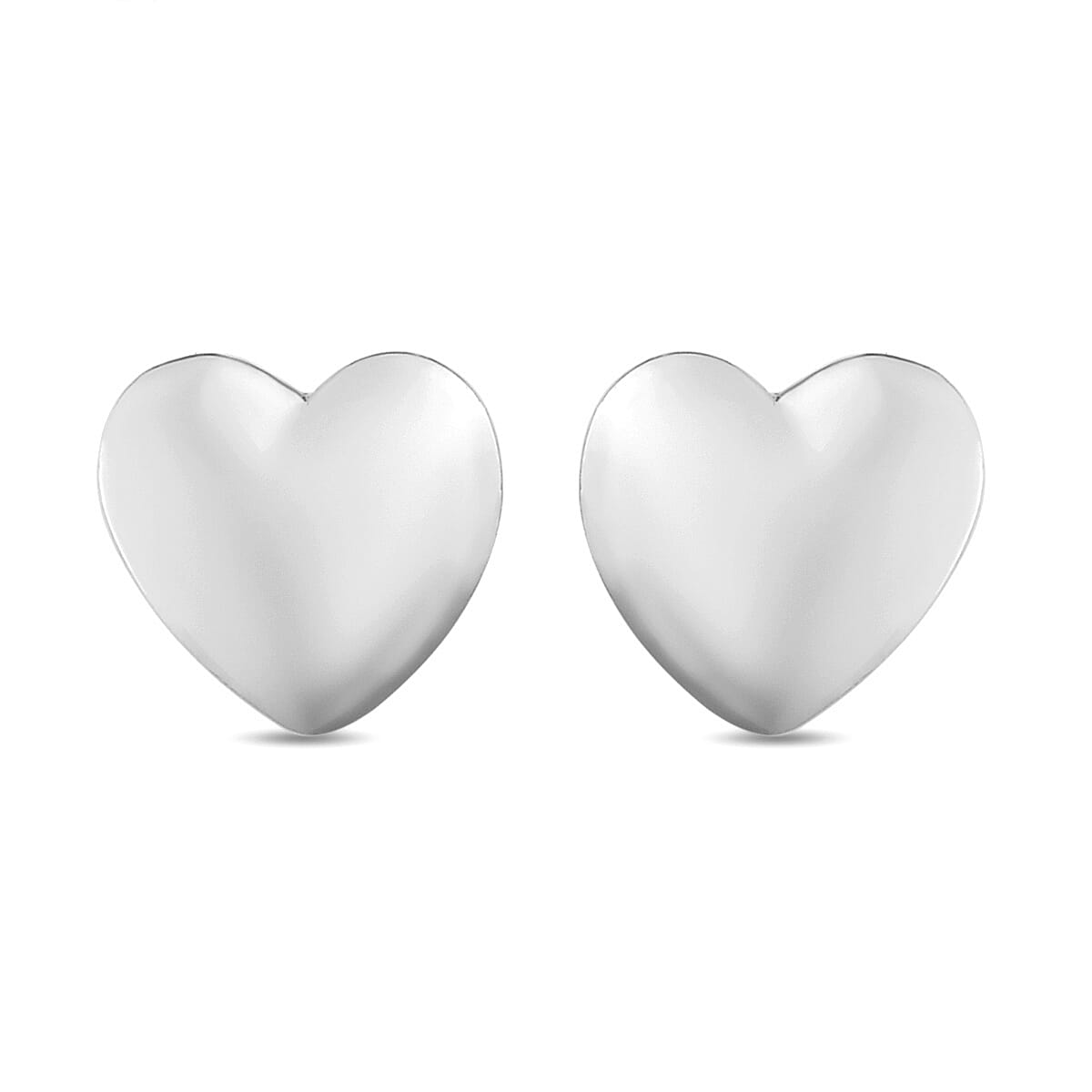 Heart Stud Earrings (with Push Post) in Sterling Silver with Platinum Plating 2667526 0