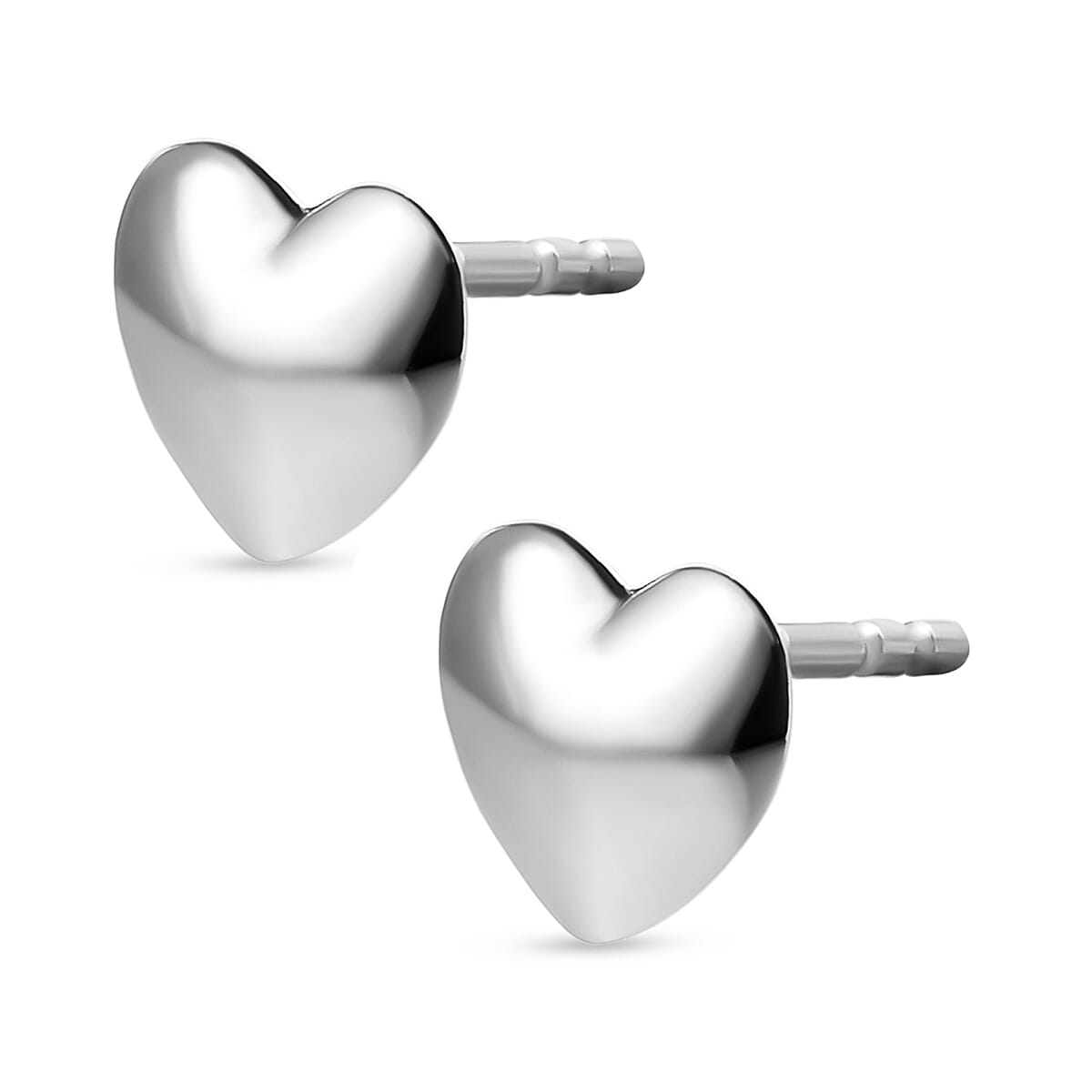 Heart Stud Earrings (with Push Post) in Sterling Silver with Platinum Plating 2667526 4