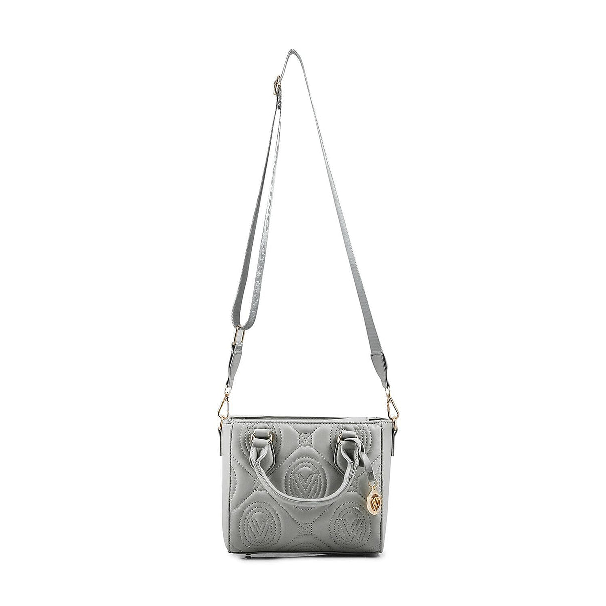 Heart and Soul Valentino Orlandi Quilted Top Handle Shoulder Bag with Adjustable Strap - Light Grey 8134539 0