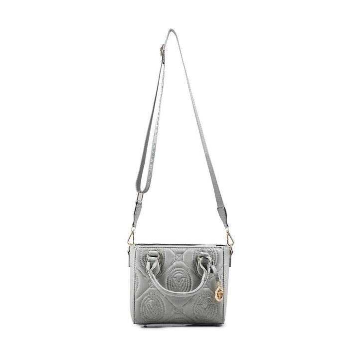 Heart and Soul Valentino Orlandi Quilted Top Handle Shoulder Bag with Adjustable Strap - Light Grey 8134539 1