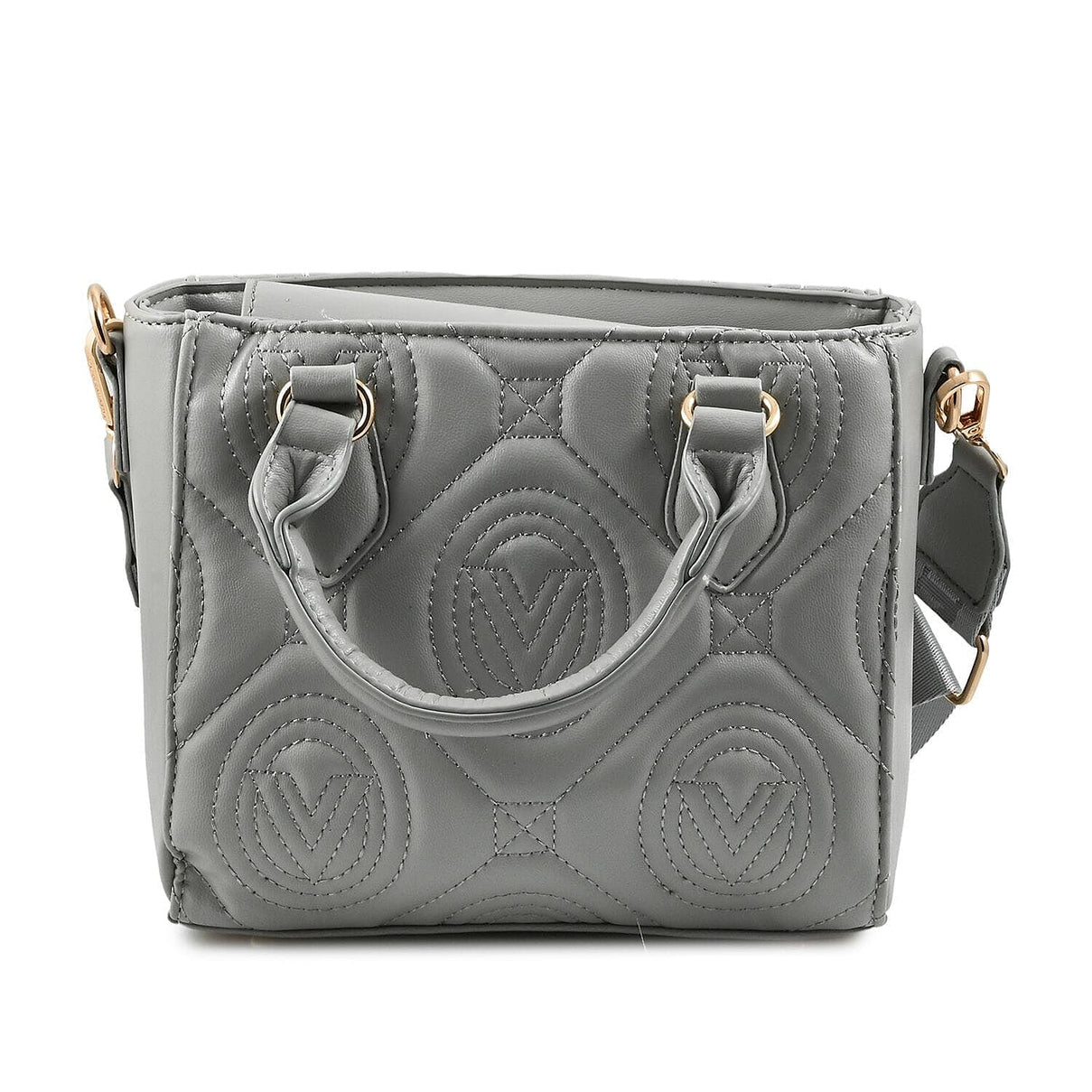 Heart and Soul Valentino Orlandi Quilted Top Handle Shoulder Bag with Adjustable Strap - Light Grey 8134539 1