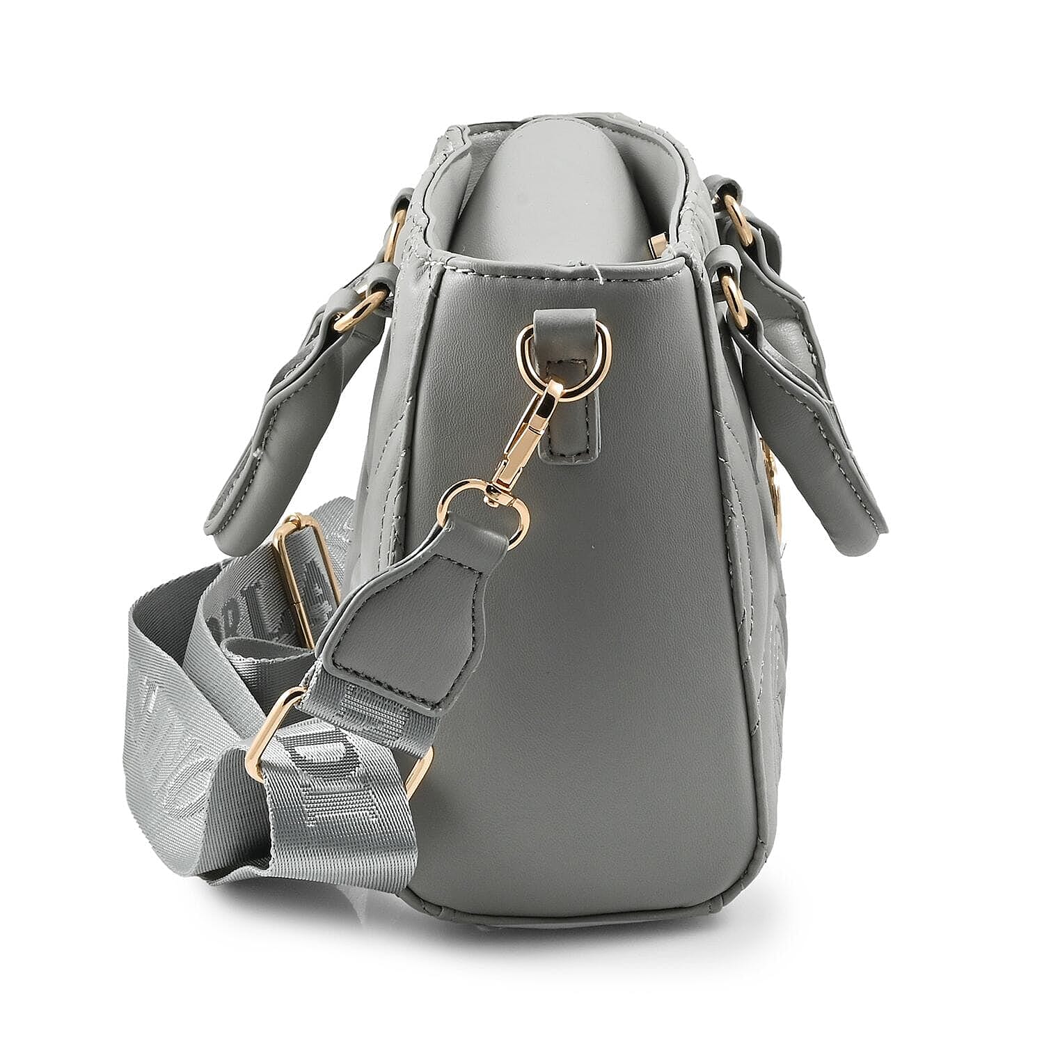 Heart and Soul Valentino Orlandi Quilted Top Handle Shoulder Bag with Adjustable Strap - Light Grey 8134539 2