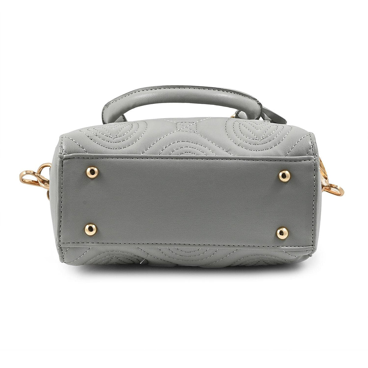 Heart and Soul Valentino Orlandi Quilted Top Handle Shoulder Bag with Adjustable Strap - Light Grey 8134539 3