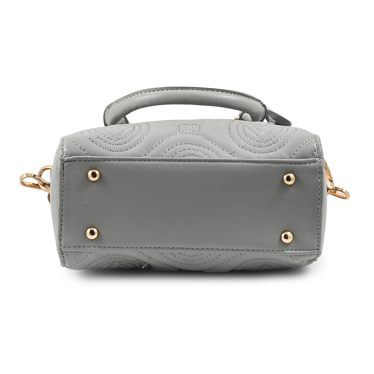 Heart and Soul Valentino Orlandi Quilted Top Handle Shoulder Bag with Adjustable Strap - Light Grey 8134539 3