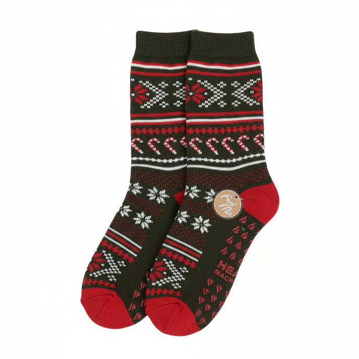 Heat Machine - Sherpa Lined Anti Slip Slipper Socks (Size UK 6-11) - Candy Cane 8356351 1