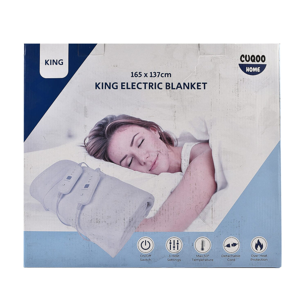 CUQOO Premium Heated Blanket with 3 Heat Setting and LED Indicator Light - White 7707765 0