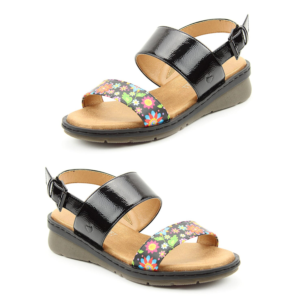 Heavenly Feet Sabrina Sandals - Black and Multi 6847662 0