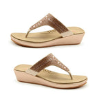 Heavenly Feet Star Toe Post Sandal in Rose Gold (Size 7)