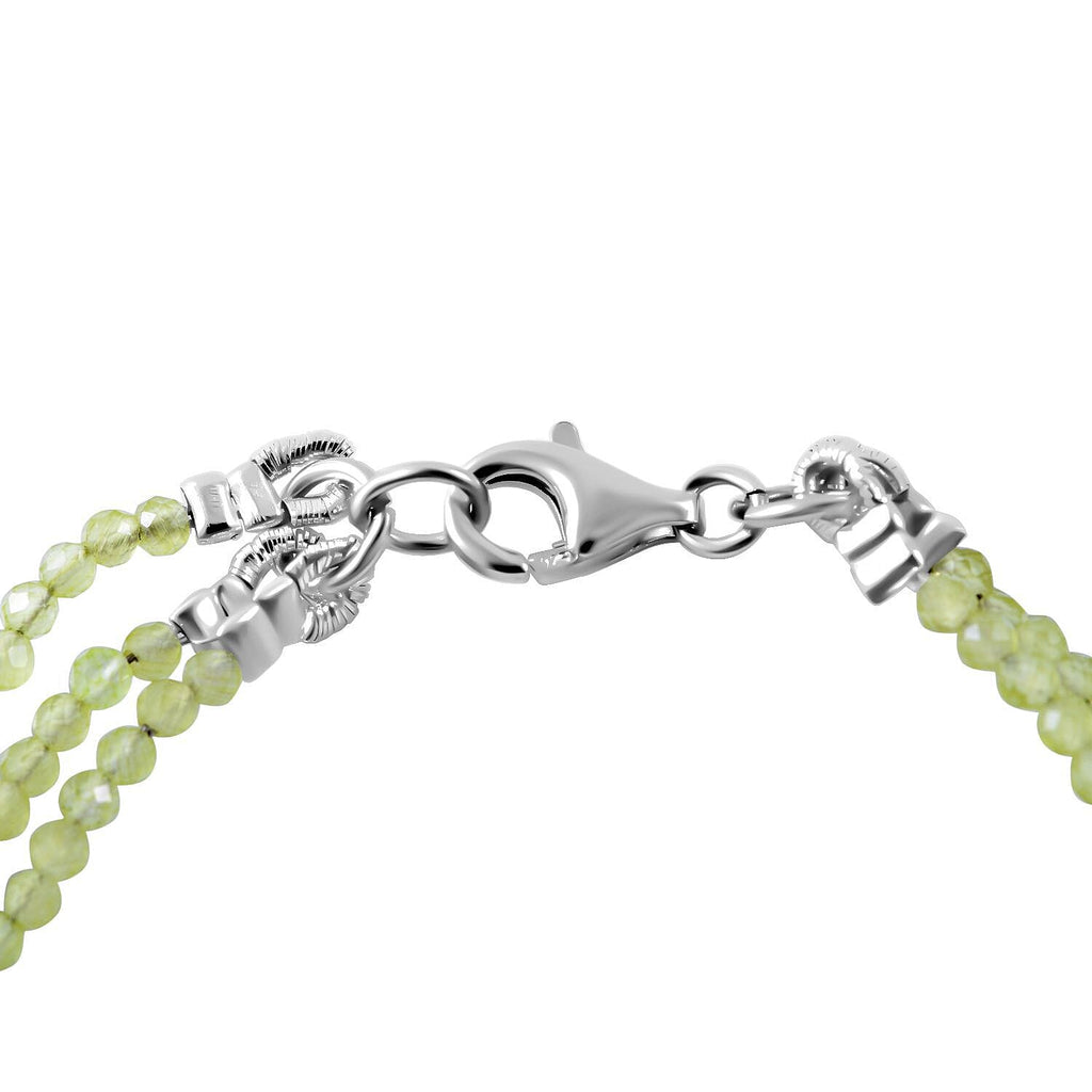 Hebei Peridot 3 Strand Bracelet (Size - 7.5) in Rhodium Overlay Sterling Silver 25.00 Ct.