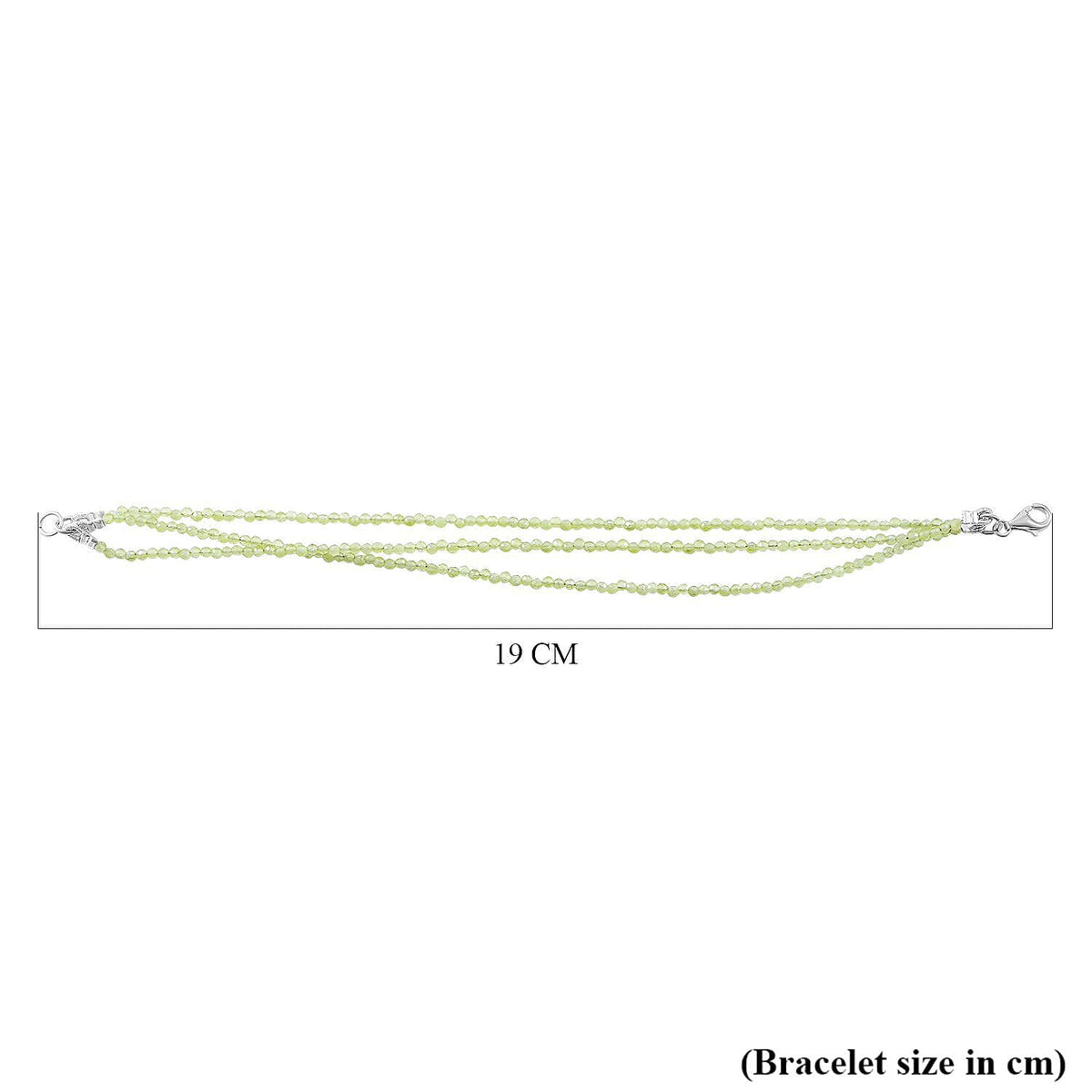 Hebei Peridot 3 Strand Bracelet (Size - 7.5) in Rhodium Overlay Sterling Silver 25.00 Ct. 7279662 4