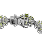 Hebei Peridot Bracelet (Size - 7.5) with GB Lock Box in Platinum Overlay Sterling Silver 31.36 Ct, Silver Wt. 16.73 Gms.