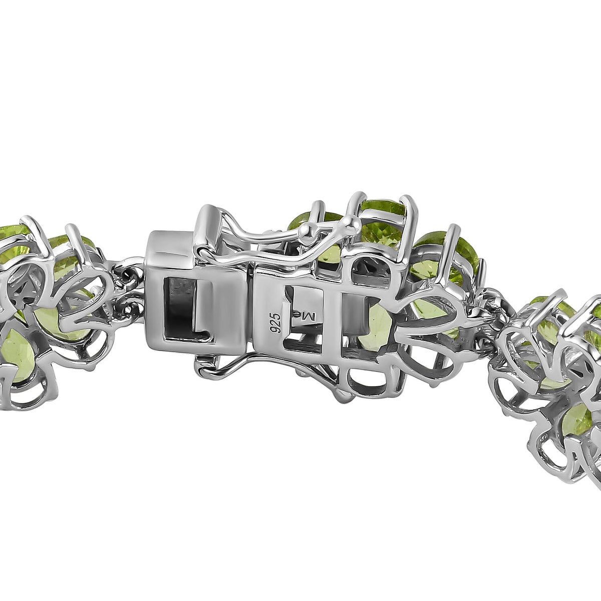 Hebei Peridot Bracelet (Size - 7.5) with GB Lock Box in Platinum Overlay Sterling Silver 31.36 Ct, Silver Wt. 16.73 Gms. 7198627 4