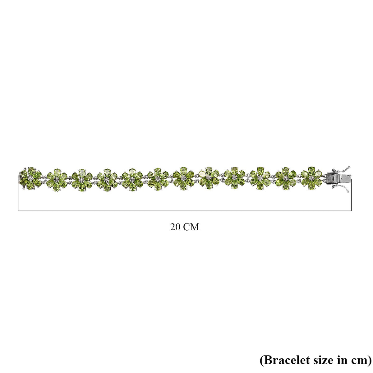 Hebei Peridot Bracelet (Size - 7.5) with GB Lock Box in Platinum Overlay Sterling Silver 31.36 Ct, Silver Wt. 16.73 Gms. 7198627 5
