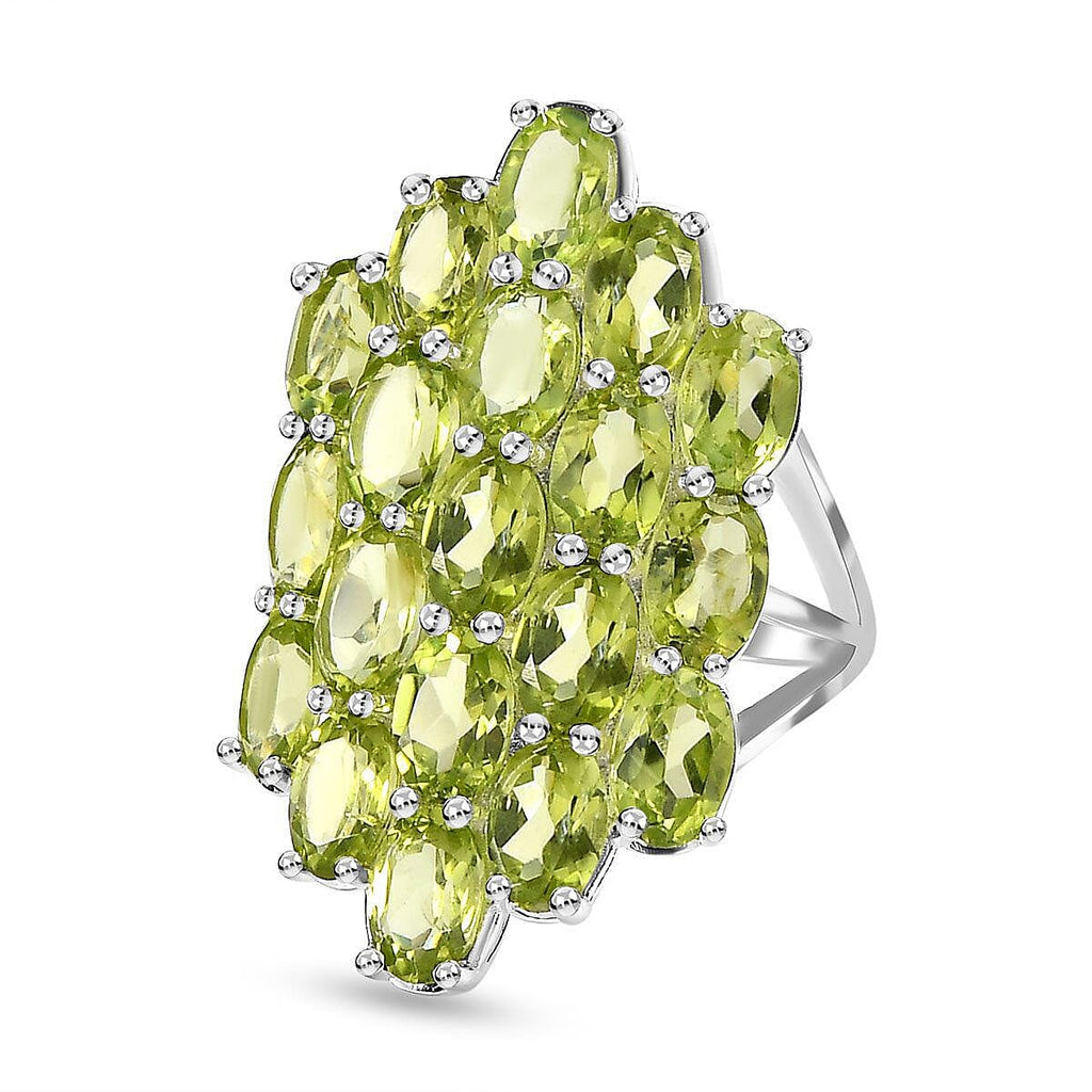 Hebei Peridot Cluster Ring in Sterling Silver 9.09 Ct.