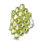 Hebei Peridot Cluster Ring in Sterling Silver 9.09 Ct.
