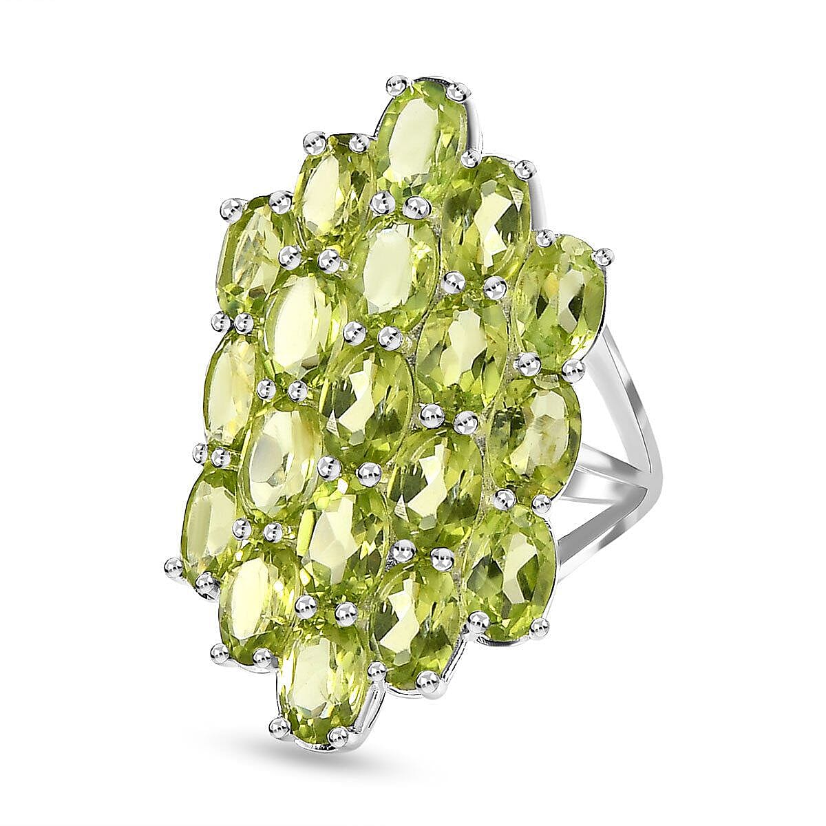 Hebei Peridot Cluster Ring in Sterling Silver 9.09 Ct. 7228517 0