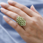 Hebei Peridot Cluster Ring in Sterling Silver 9.09 Ct.