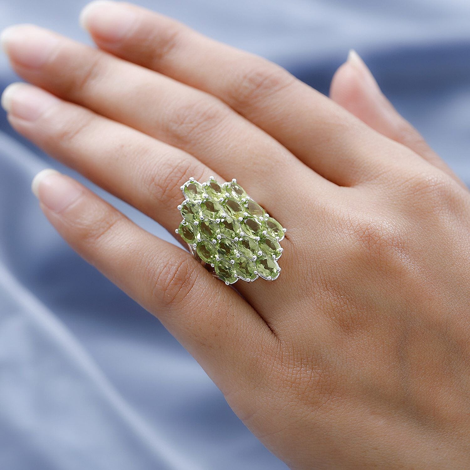 Hebei Peridot Cluster Ring in Sterling Silver 9.09 Ct. 7228517 3