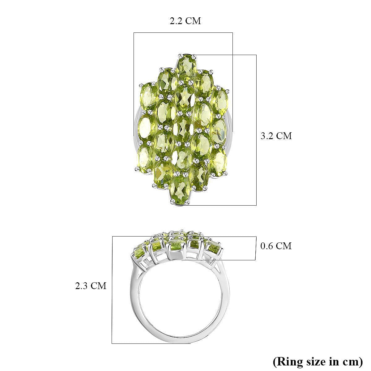 Hebei Peridot Cluster Ring in Sterling Silver 9.09 Ct. 7228517 6