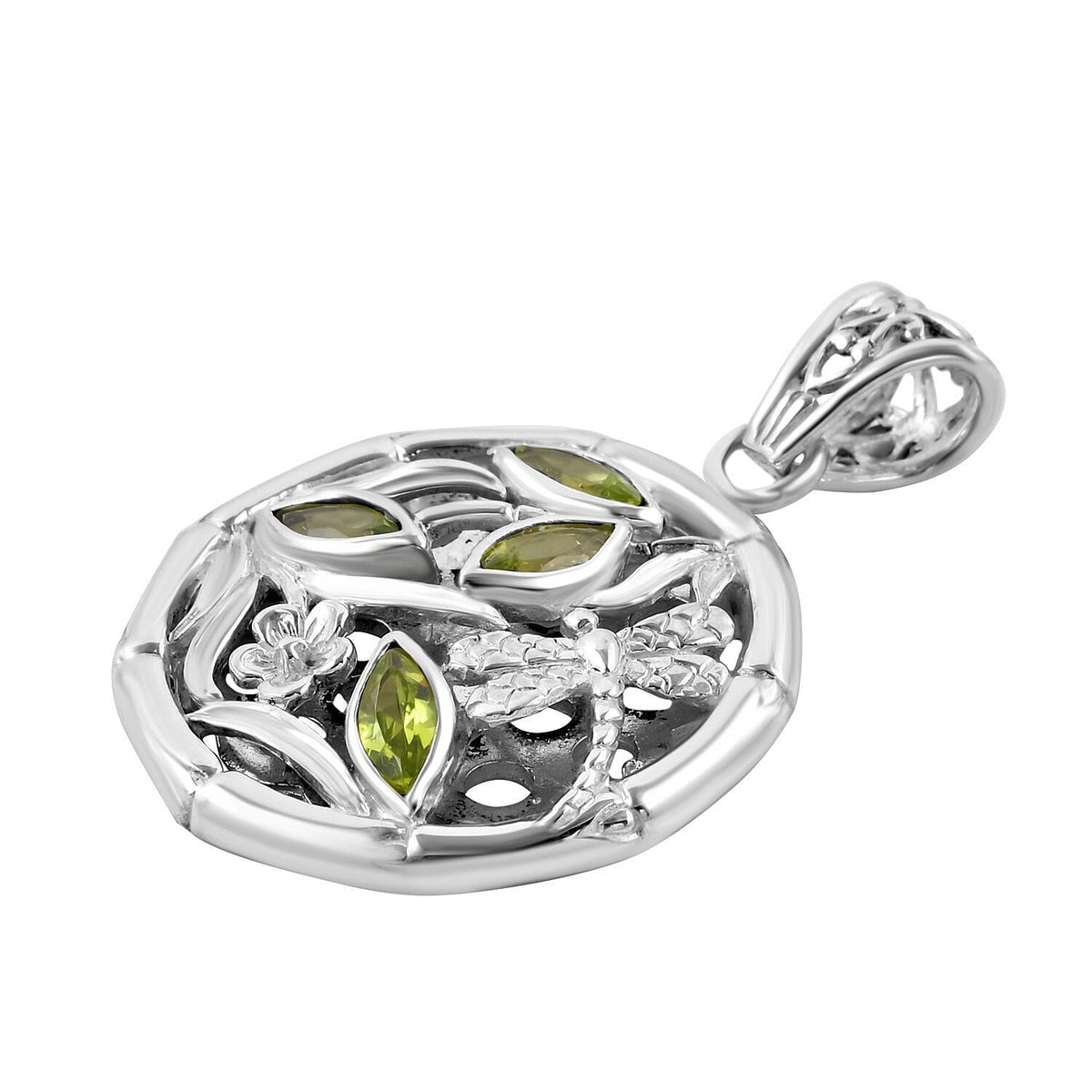 Royal Bali Collection - Hebei Peridot Pendant in Sterling Silver 1.12 Ct, Silver Wt. 6.84 Gms 7132248 4