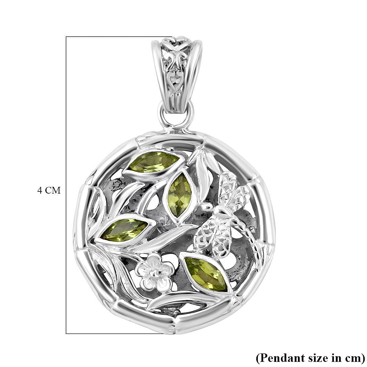 Royal Bali Collection - Hebei Peridot Pendant in Sterling Silver 1.12 Ct, Silver Wt. 6.84 Gms 7132248 6