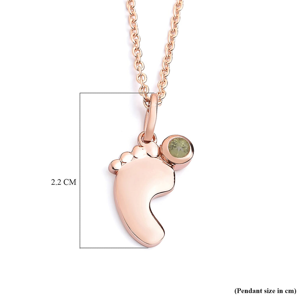Hebei Peridot Pendant with Chain ( Size 20 With 4 Inch Extender) In Rose Gold Overlay  Sterling Silver