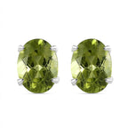 Hebei Peridot Solitaire Stud Earrings in Sterling Silver 1.50 Ct