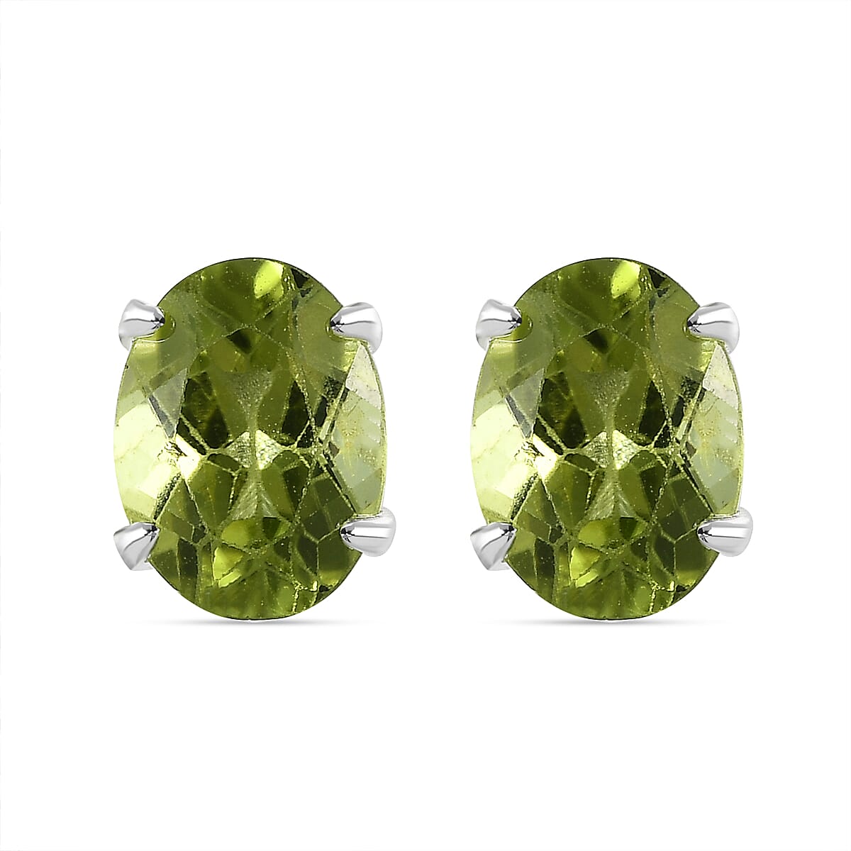 Hebei Peridot Solitaire Stud Earrings in Sterling Silver 1.50 Ct 7519240 0